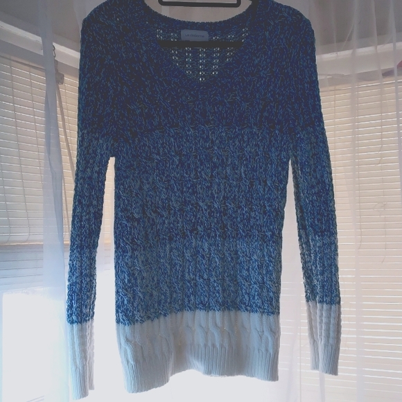XL Liz Claiborne Teal Green and White Knit Sweater - Picture 1 of 4